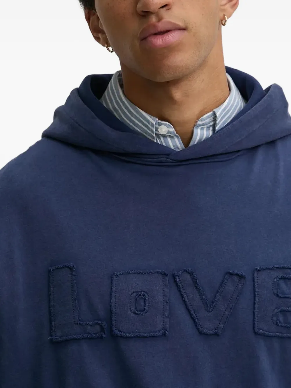 Desigual Love-embellished Double-layer Hoodie In Blue