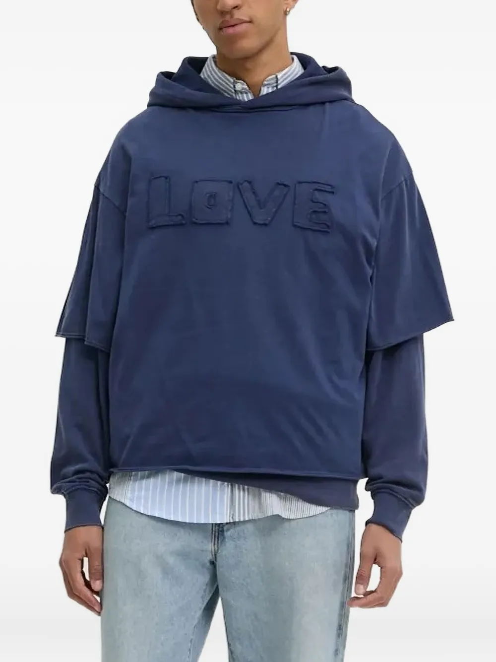 Desigual love-embellished double-layer hoodie - ブルー Desigual love-embellished double-layer hoodie - ブルー