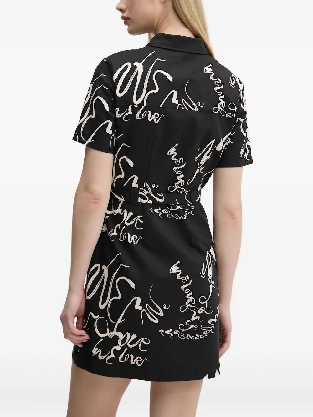 Desigual script-print shirt mini dress Zwart