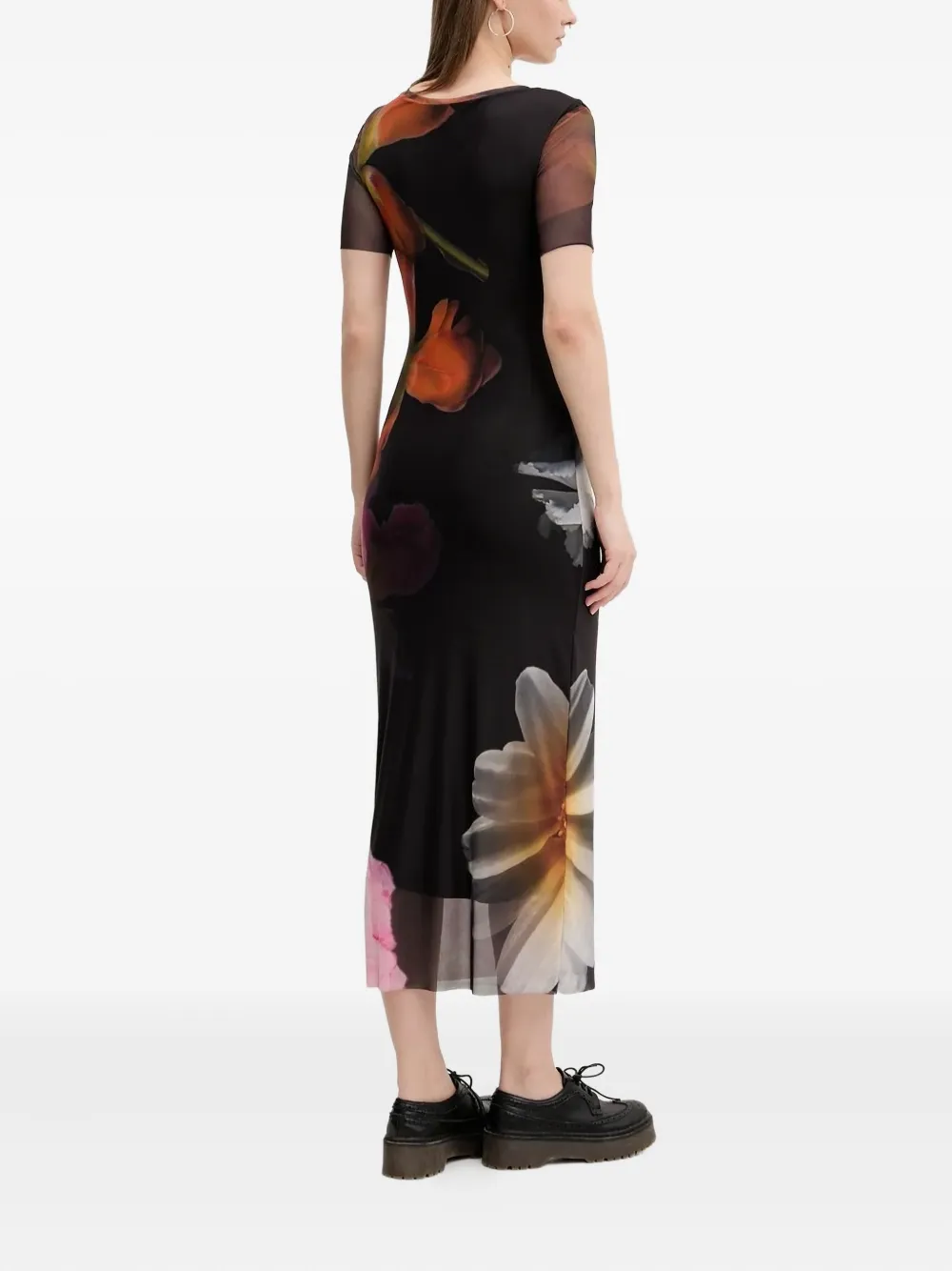 Desigual Floral-print Midi Dress In Multi