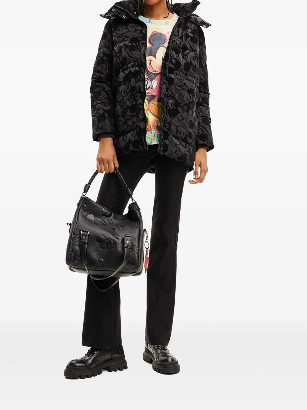 Desigual Mickey-mouse Print Jacket In Black