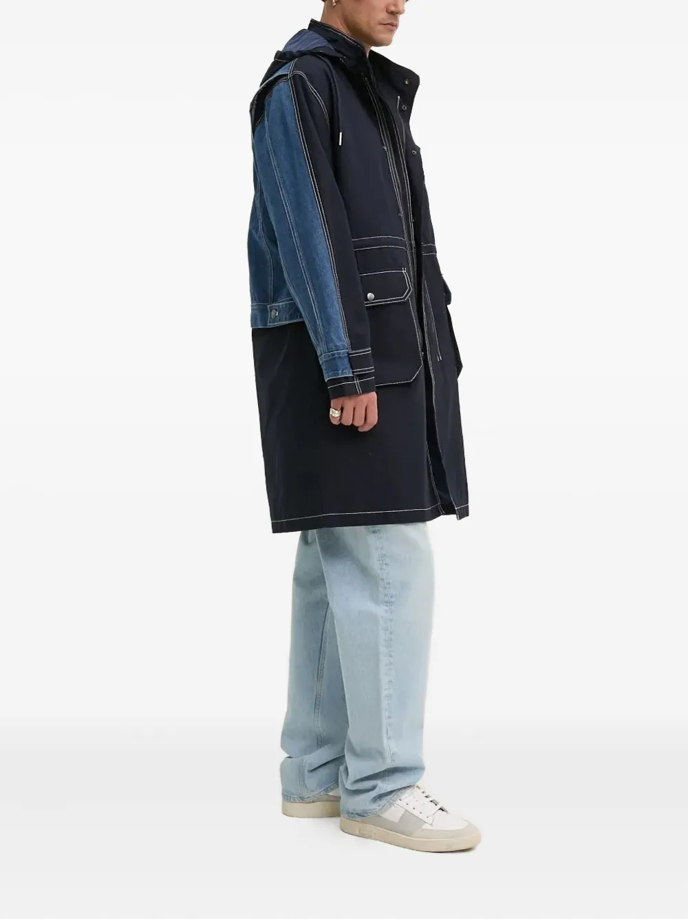 Desigual Parka met denim vlak en capuchon Zwart
