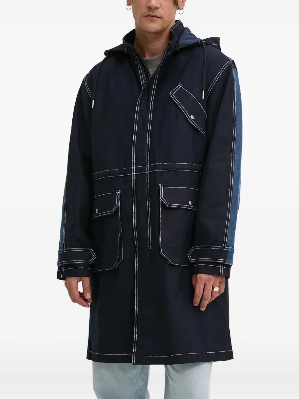 Desigual denim-panel hooded parka Zwart