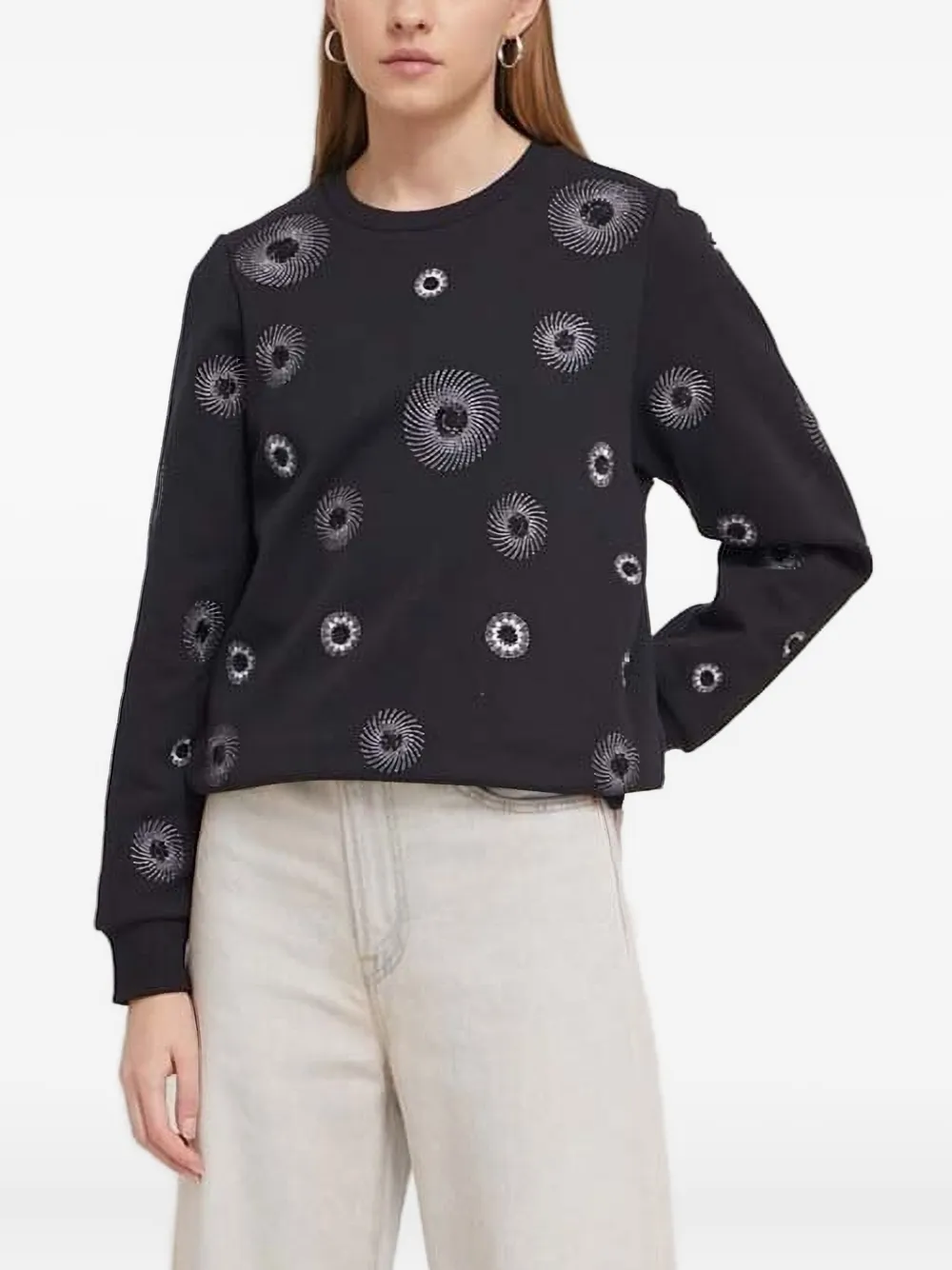 Desigual Swirl-embellished Sweatshirt In Black
