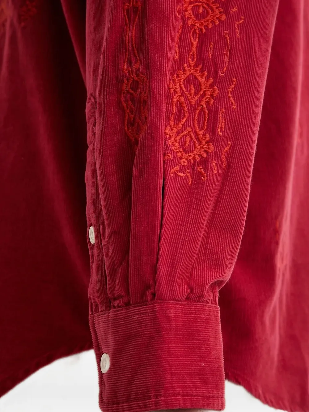 Desigual embroidered corduroy shirt Rood