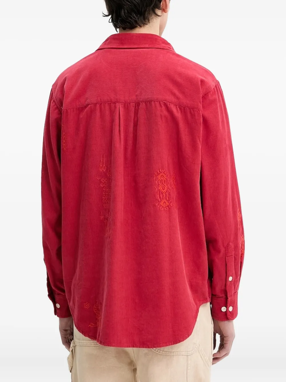 Desigual embroidered corduroy shirt Rood