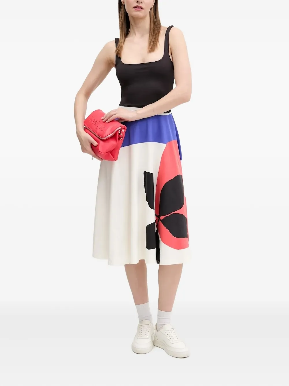 Desigual Graphic-print Midi Dress In Black