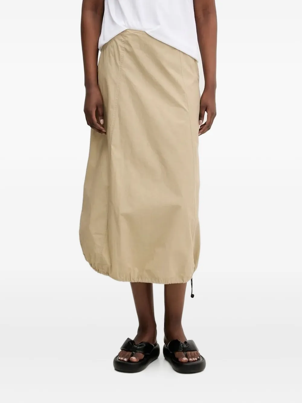 Desigual Drawstring Midi Skirt In Neutral