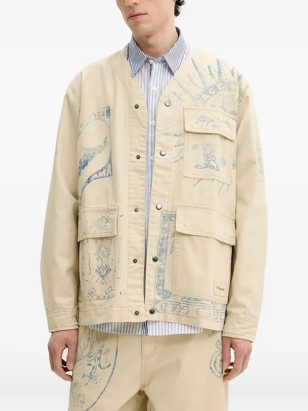 Desigual drawing-print flap-pocket jacket | Neutrals | Image 1