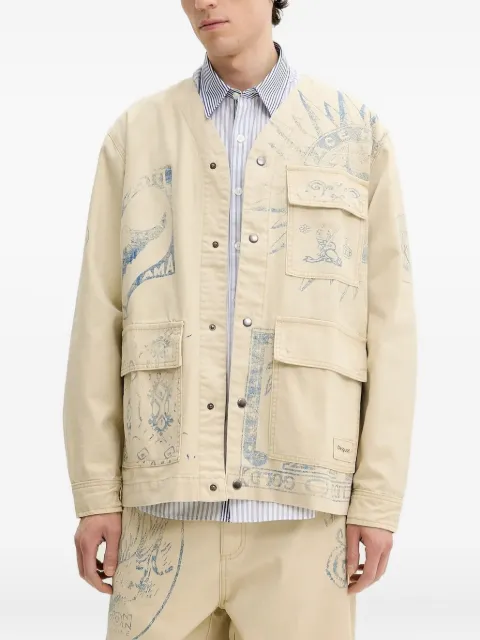 Desigual drawing-print flap-pocket jacket