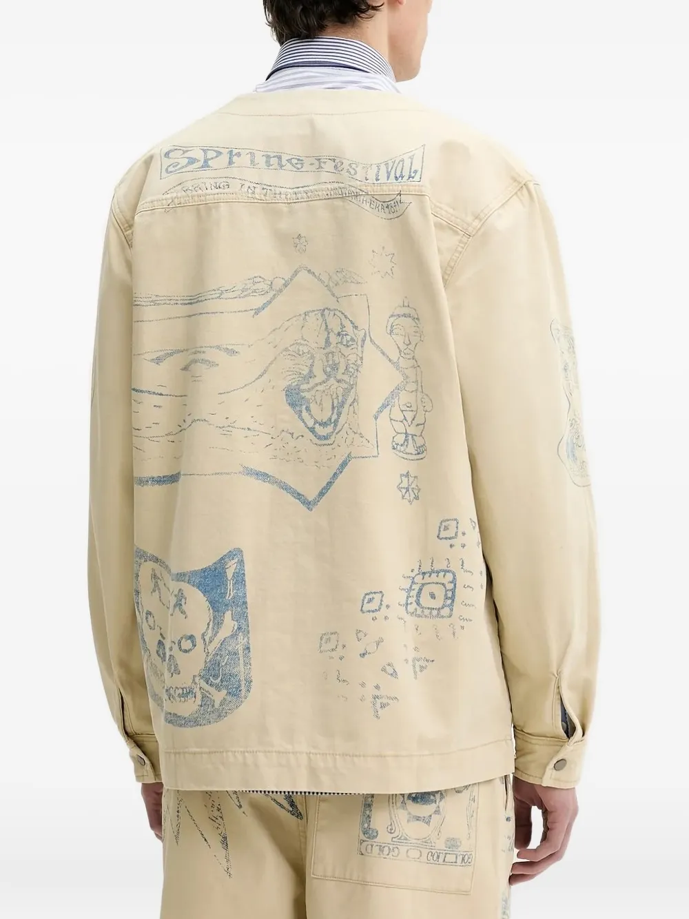 Desigual Drawing-print Flap-pocket Jacket In White