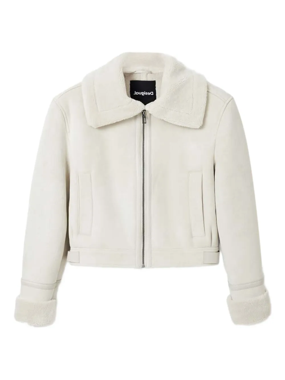 Desigual Cropped jack met fleece voering Beige