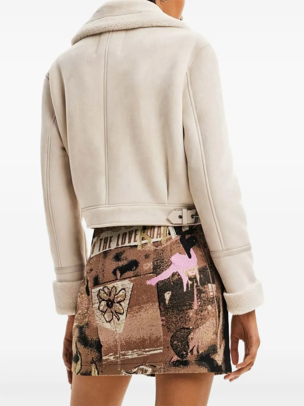 Desigual Cropped jack met fleece voering Beige