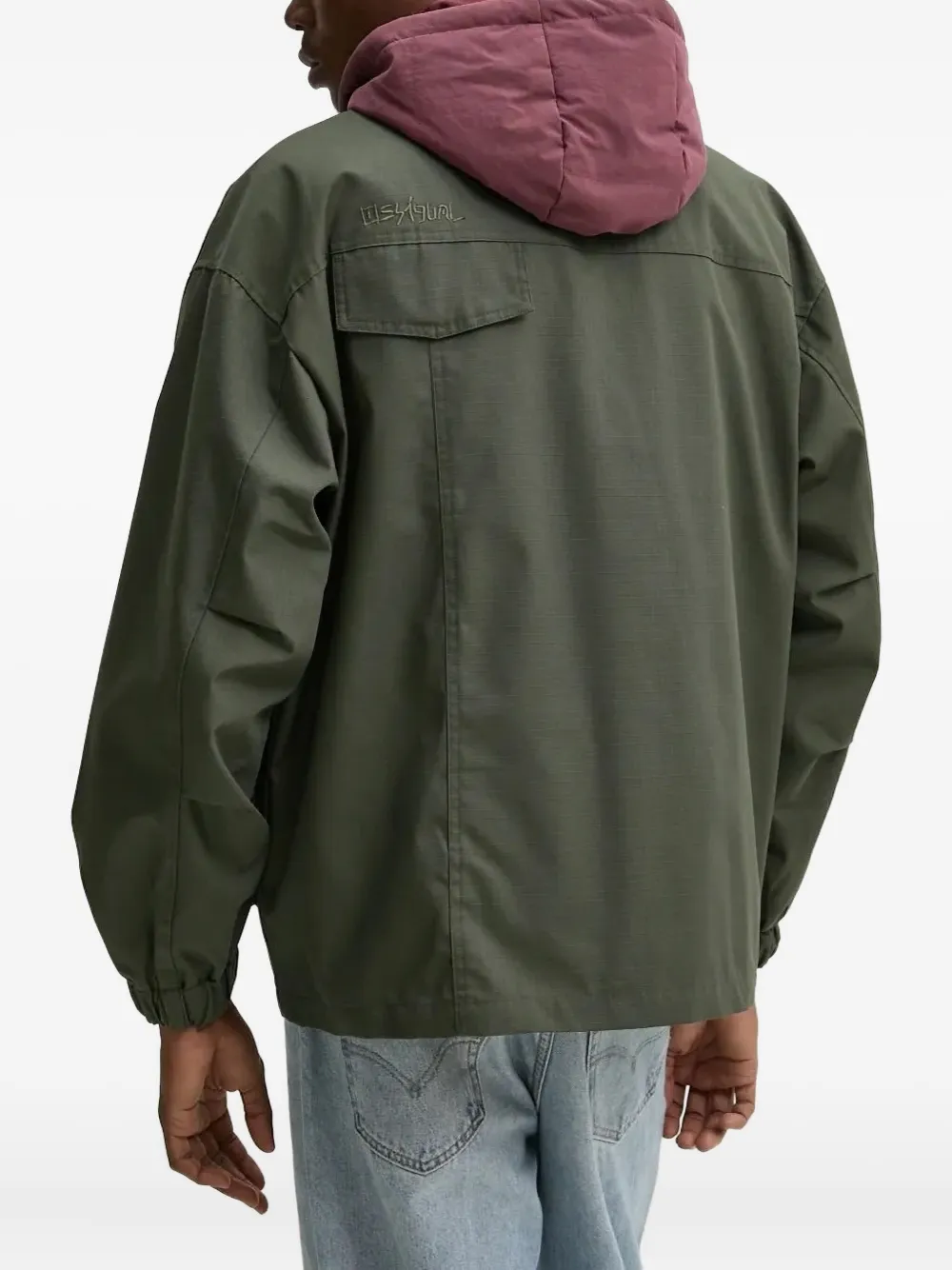 Desigual Two-way Flap-pocket Hooded Jacket In Pink
