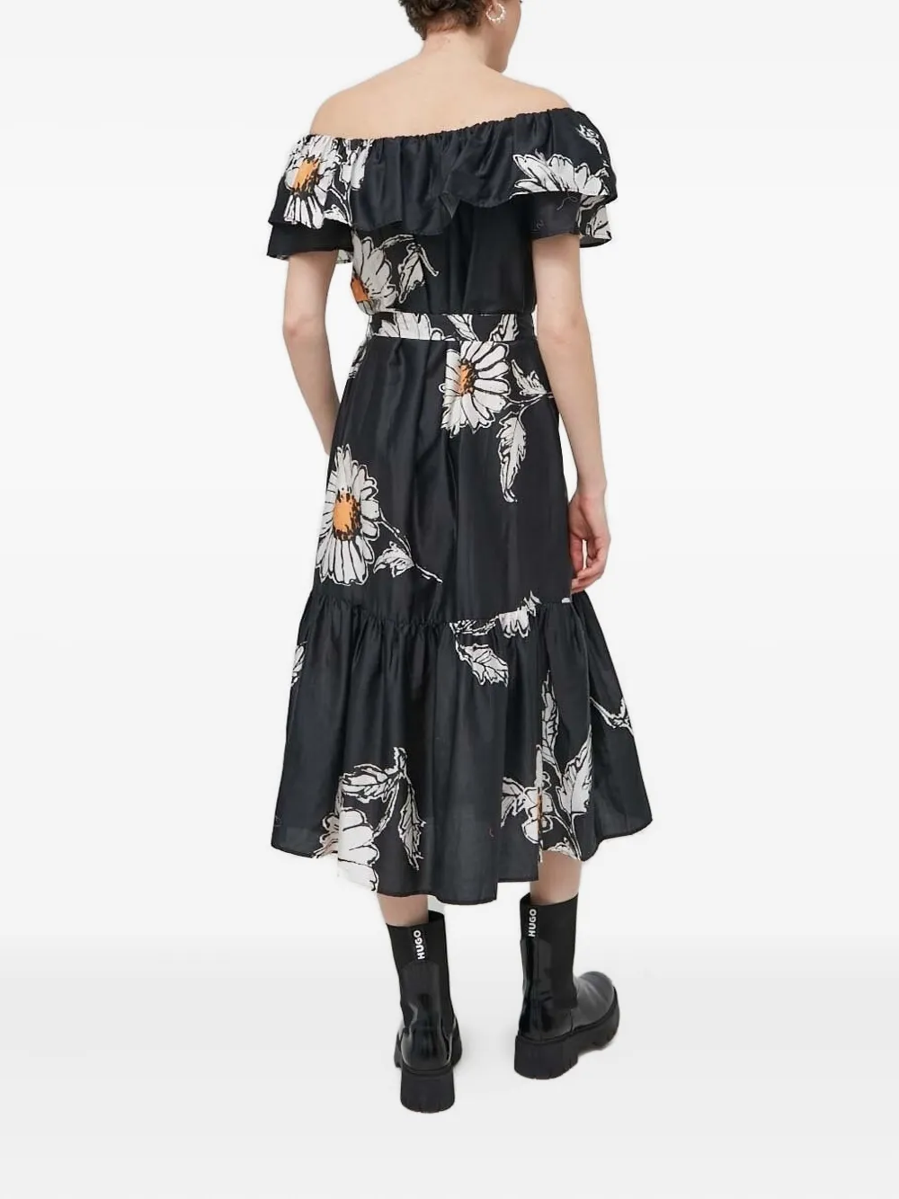 Desigual Off-shoulder midi-jurk - Zwart