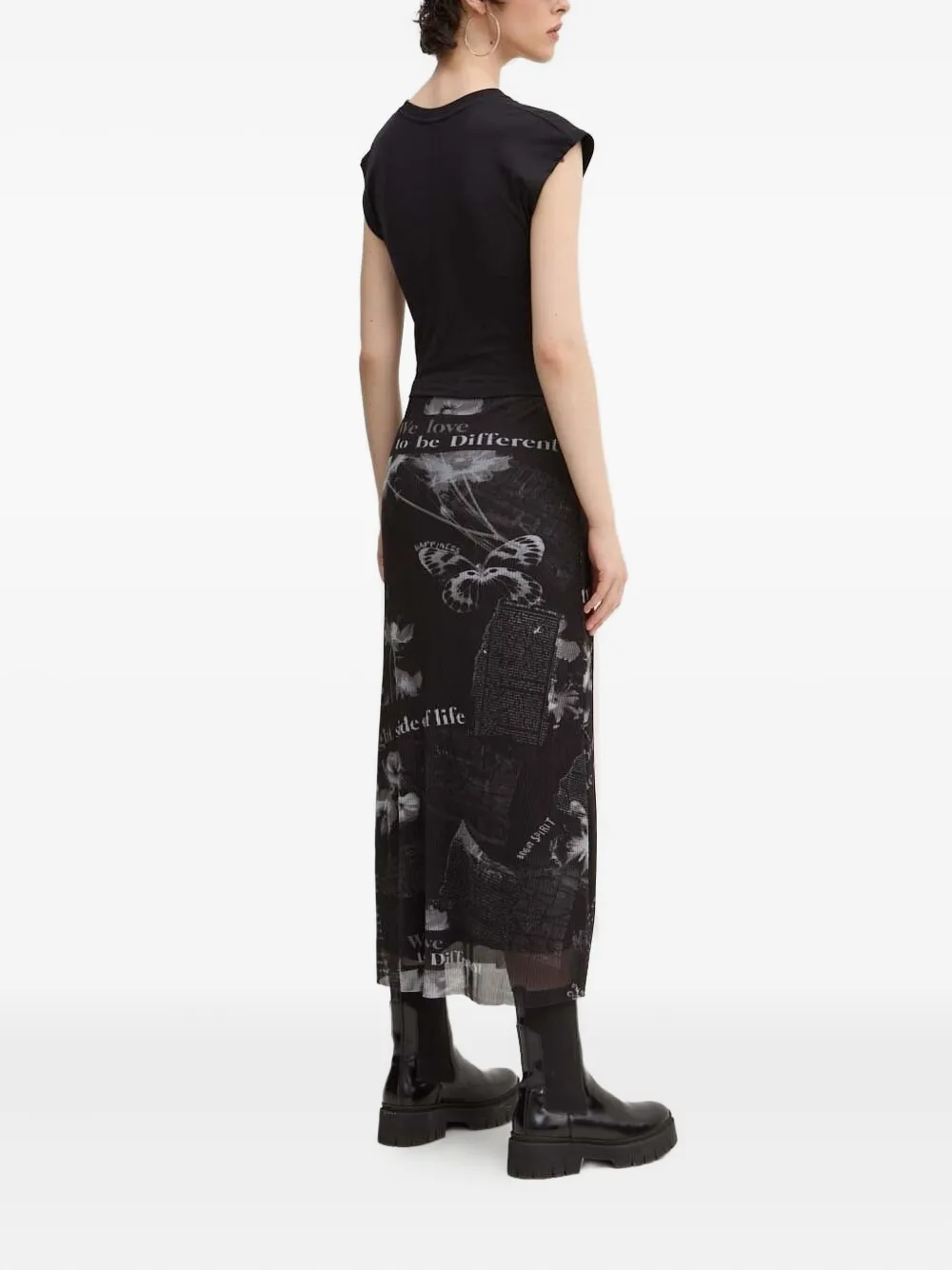 Desigual Midi-jurk met mesh Zwart