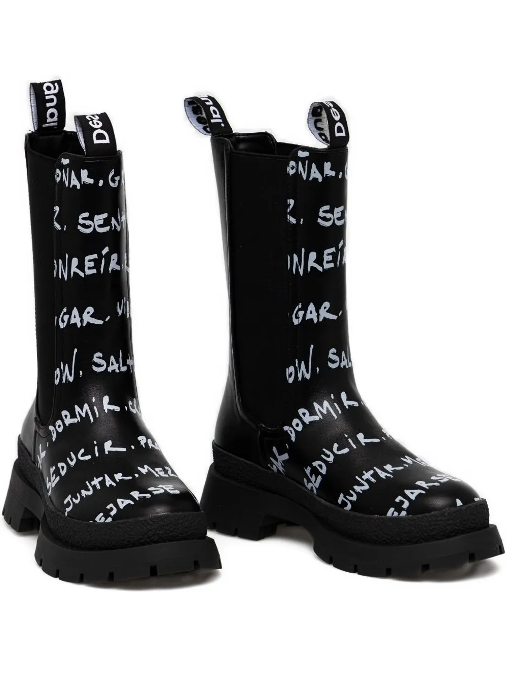 Desigual lettering-print chelsea boots | Black | Image 1