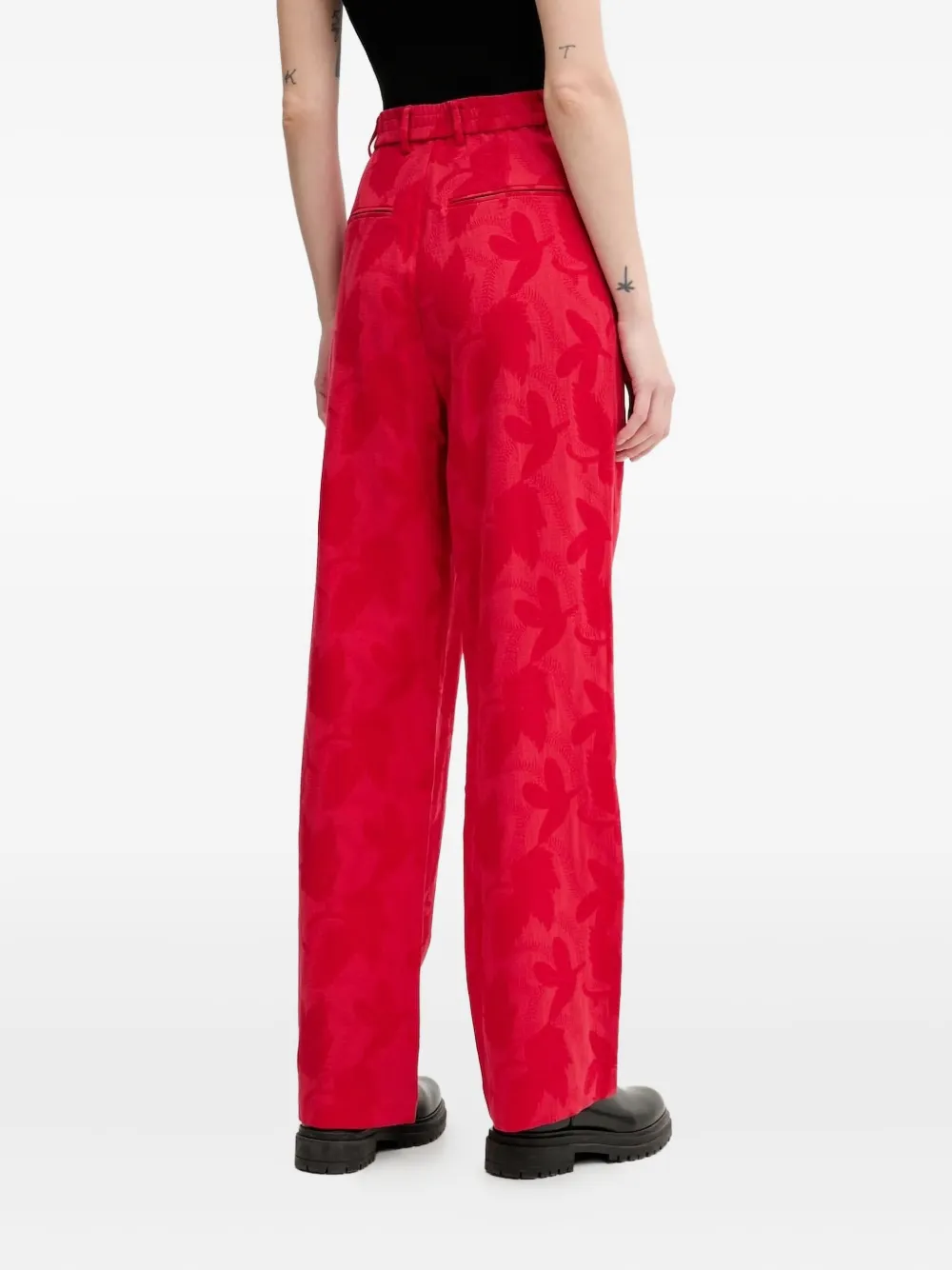 Desigual pleated-front floral-pattern trousers Rood