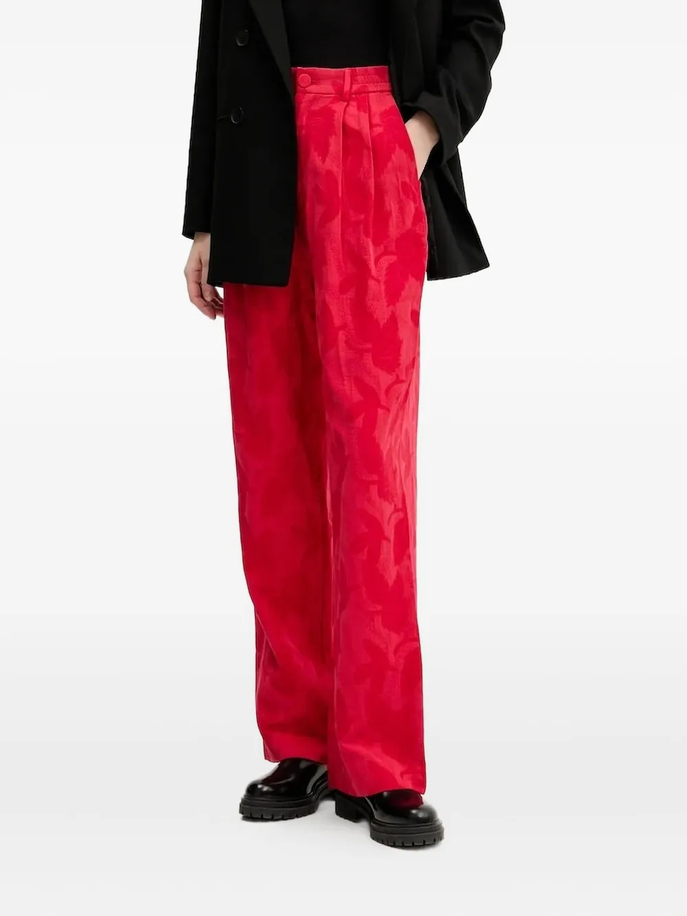 Desigual pleated-front floral-pattern trousers Rood