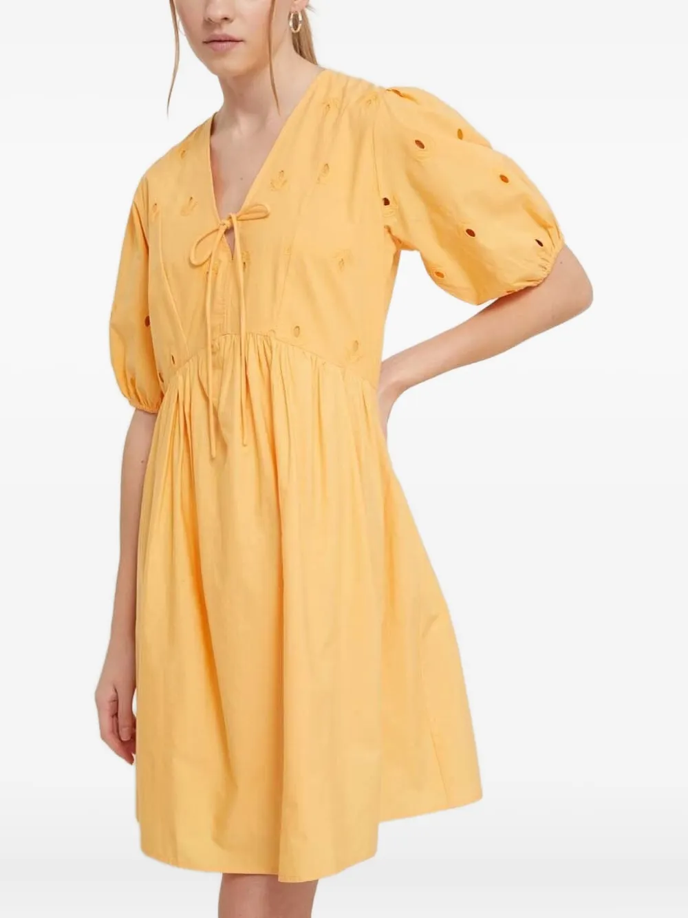 Desigual Mini-jurk met pofmouwen Geel