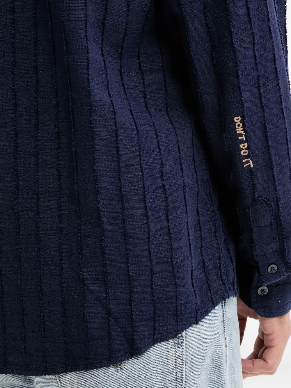 Desigual textured striped shirt Blauw
