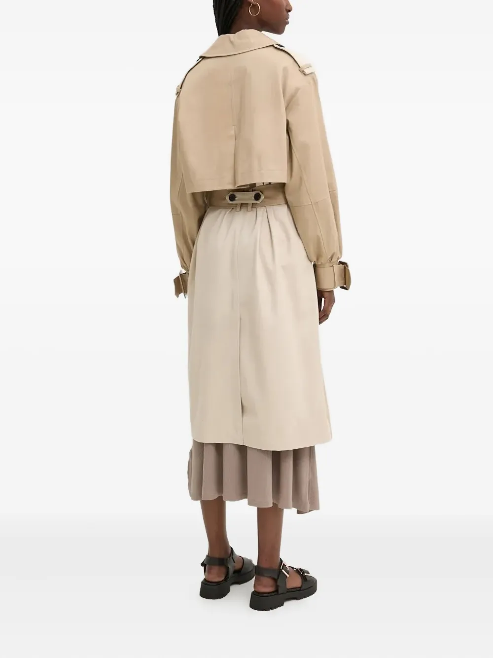 Desigual Trenchcoat met dubbele rij knopen en ceintuur Beige