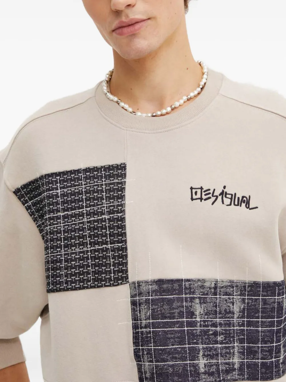 Desigual Patchwork Sweatshirt In Neutral