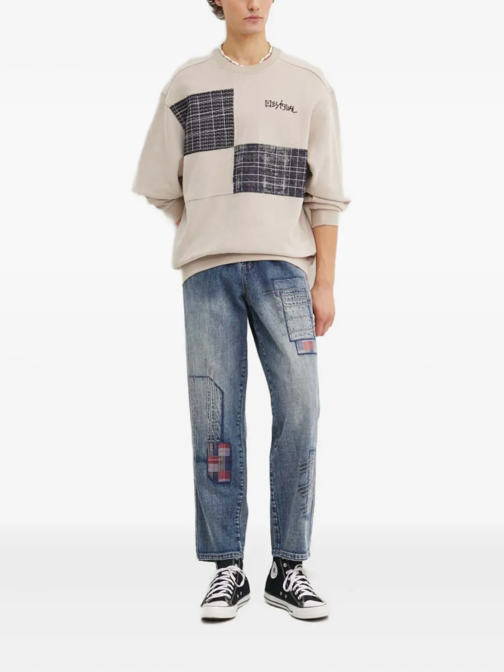 Desigual Sweater met logopatch - Beige