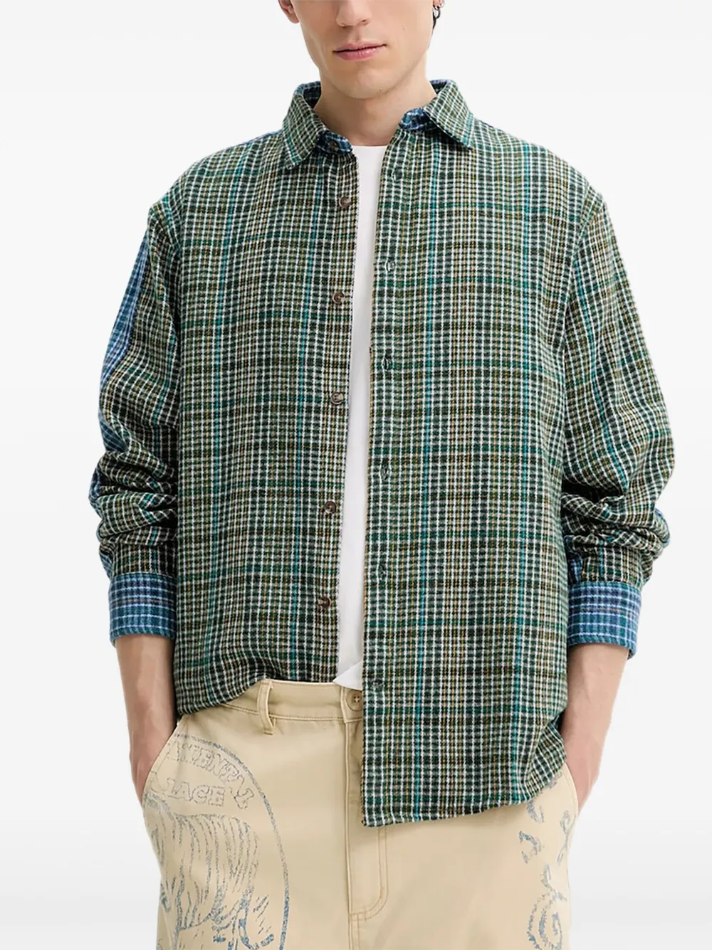 Desigual Check-pattern Shirt In Green