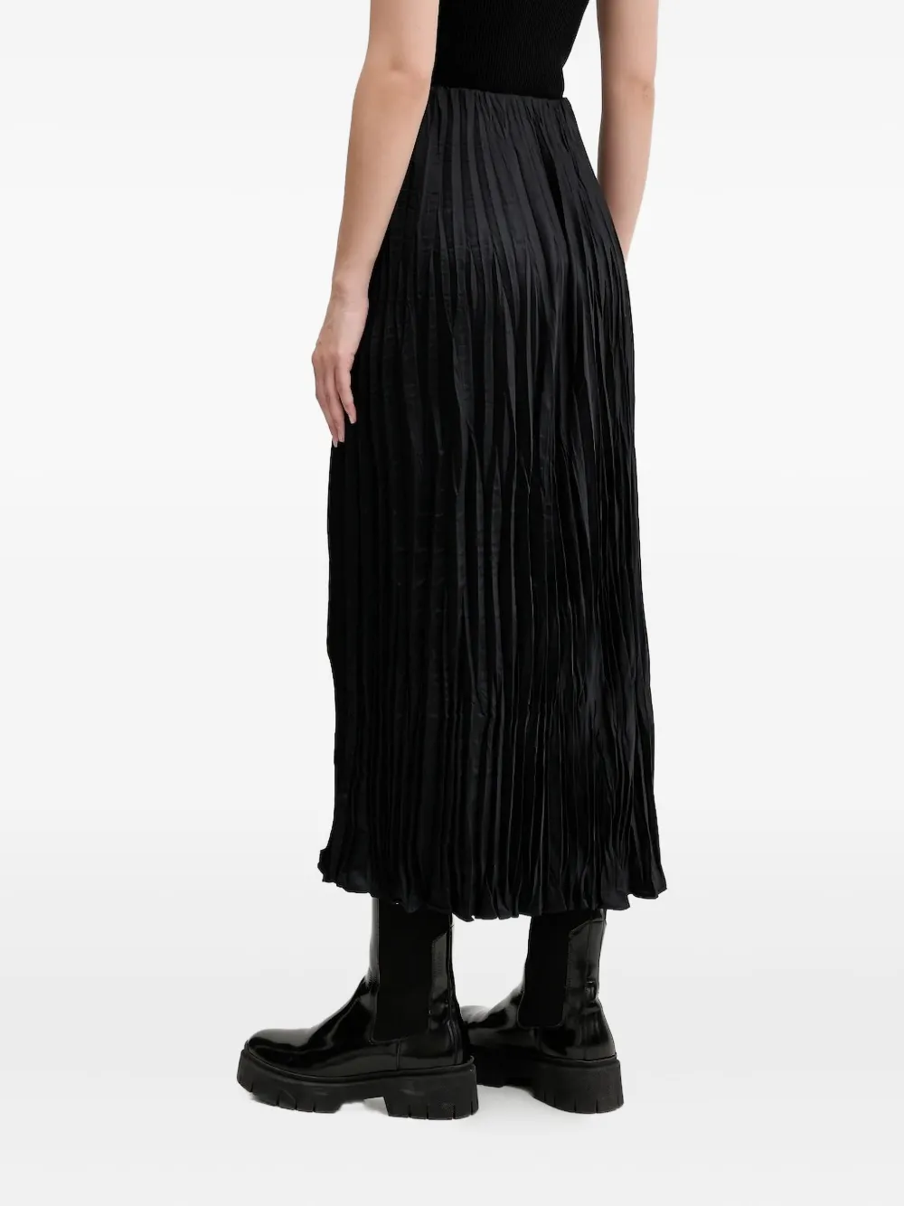 Desigual pleated floral print midi skirt Zwart