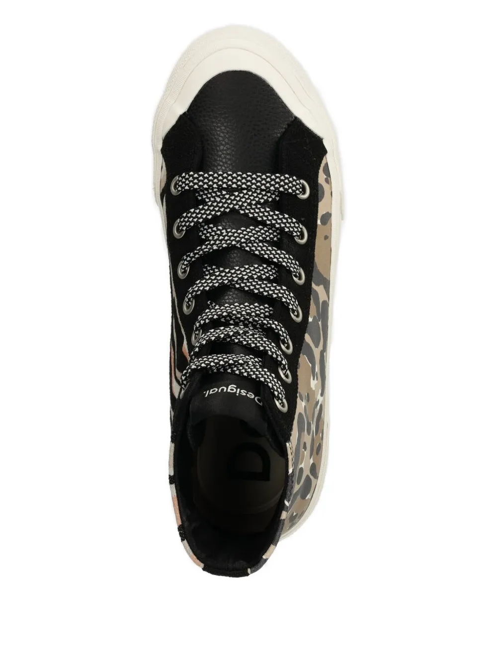 Desigual Animal-print High-top Sneakers In Black
