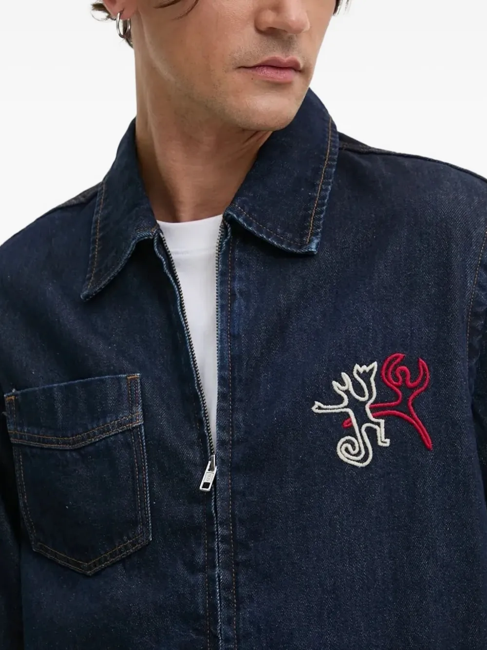 Desigual Denim jack met geborduurd logo Blauw