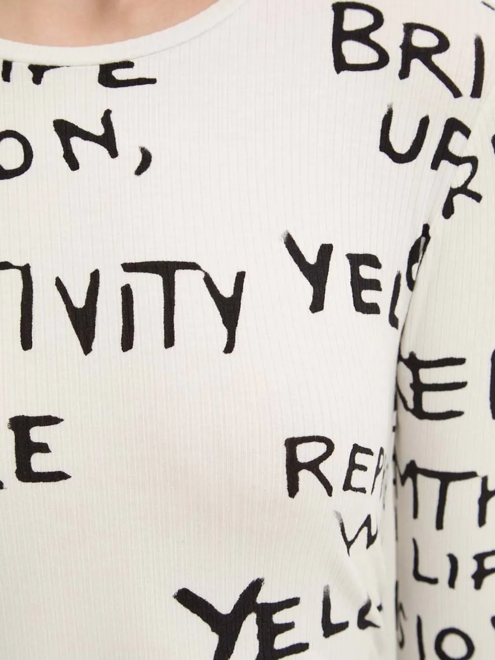 Desigual Geribbelde midi-jurk met grafische print Wit