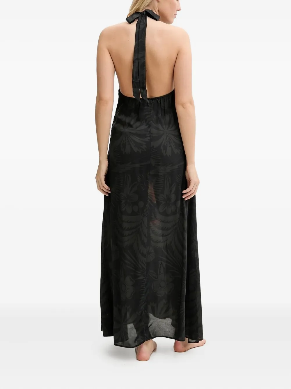 Desigual Maxi-jurk met halternek en bloemenprint - Zwart