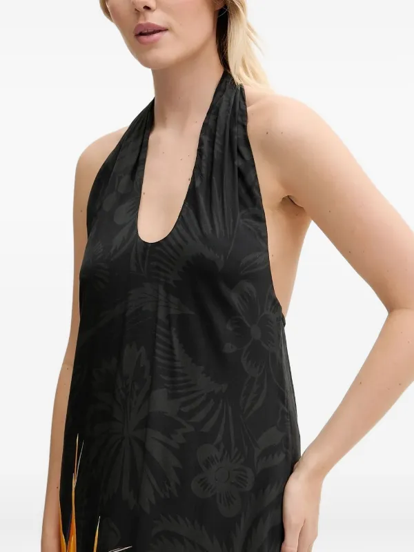 Desigual flower-print Halterneck Maxi Dress | Black | FARFETCH