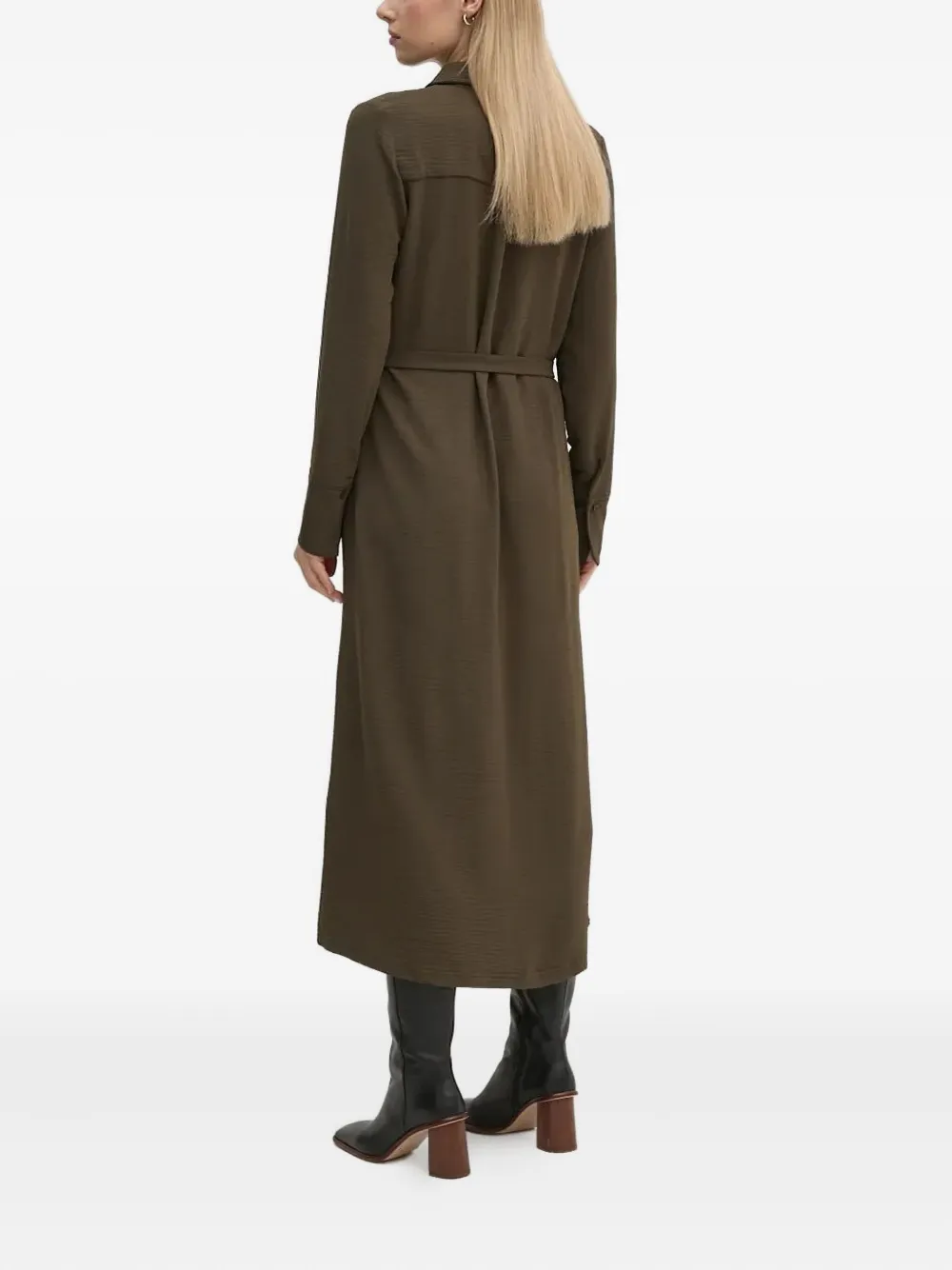 Desigual button-down belted midi shirt dress - Groen
