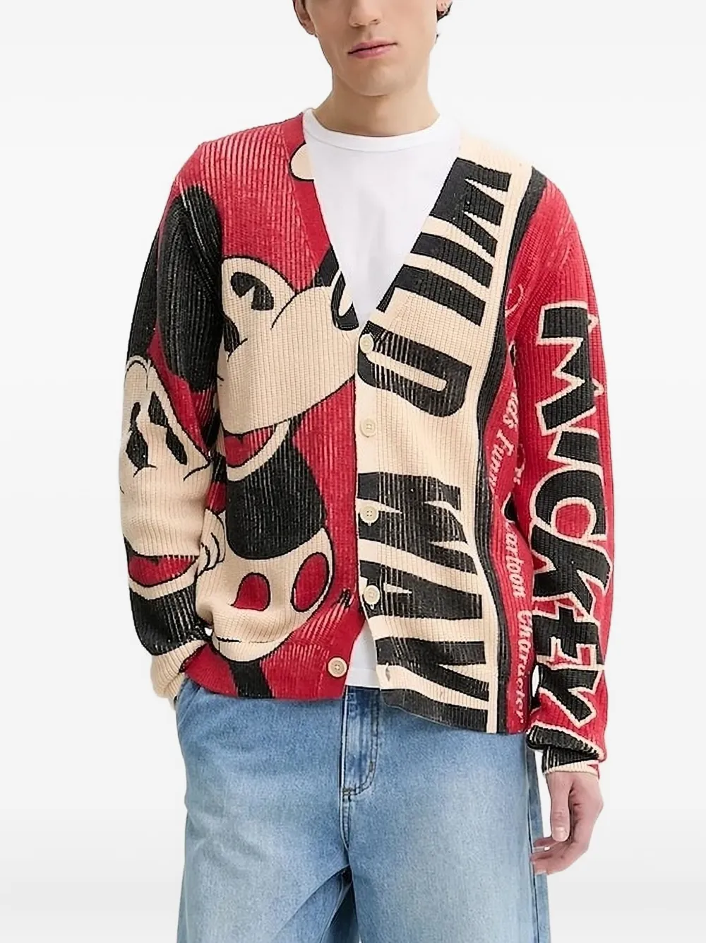 Desigual Cardigan Mickey Mouse canelado | Vermelho | Image 1