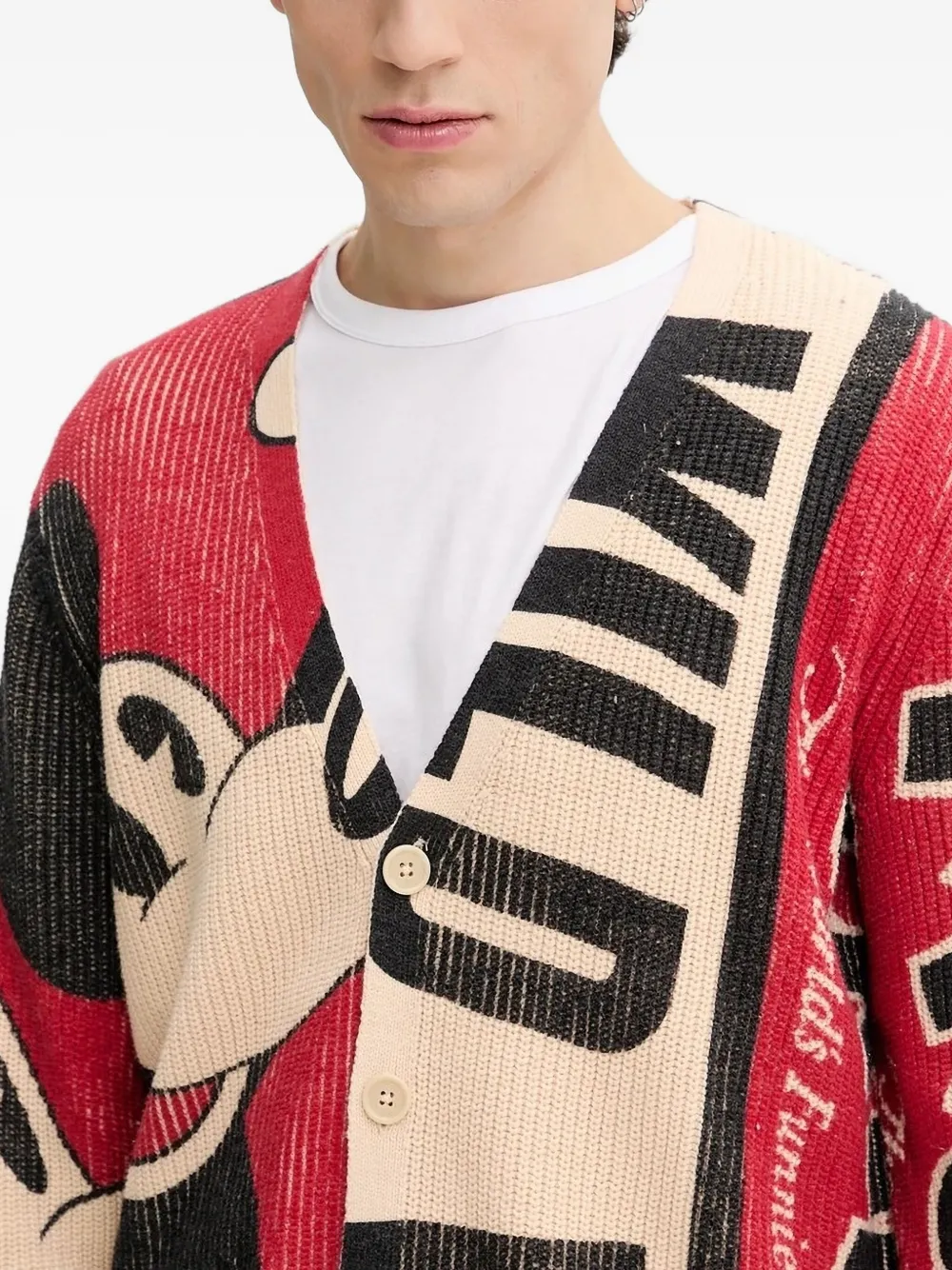 Desigual mickey mouse ribbed cardigan Rood