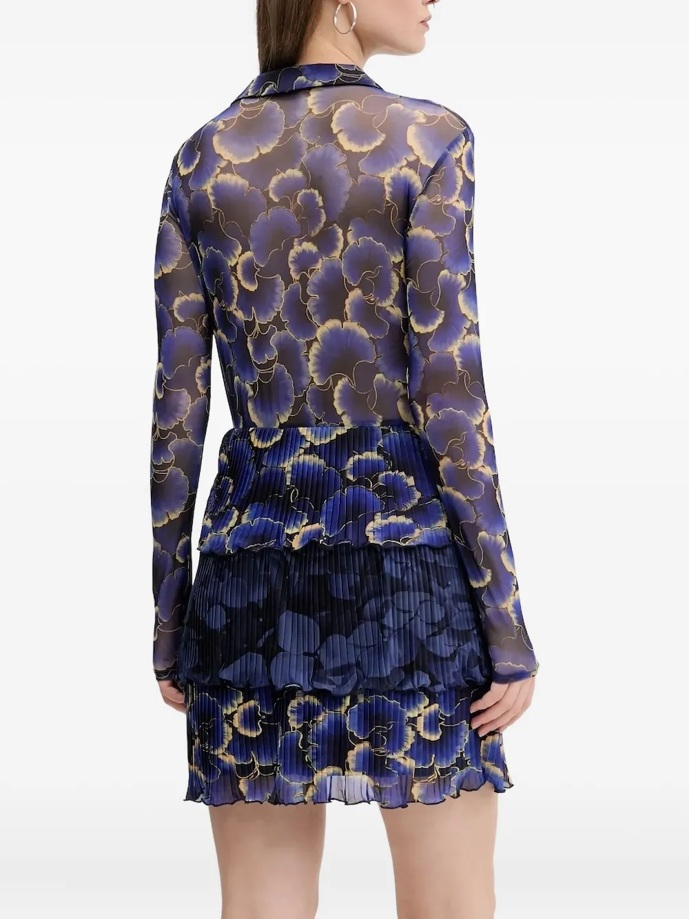 Desigual floral-print pleated dress Blauw