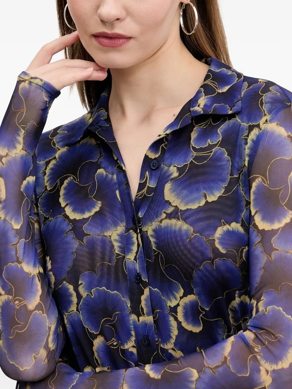 Desigual floral-print pleated dress Blauw