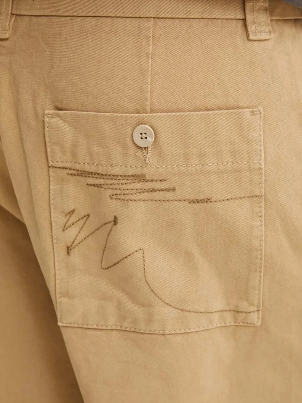 Desigual Embroidered-pocket Trousers In Neutral
