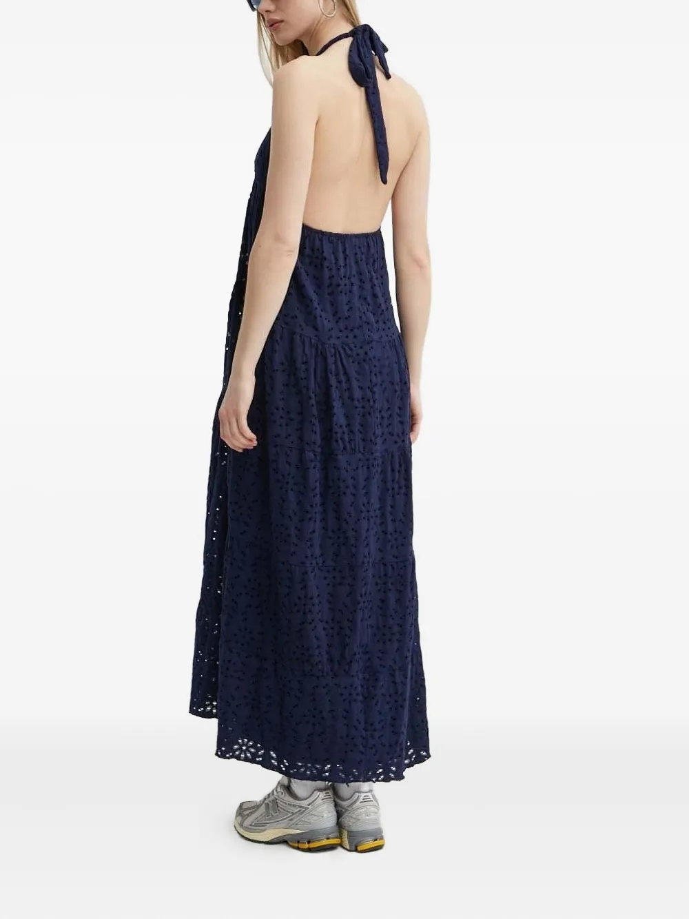 Desigual Maxi-jurk met halternek en split Blauw