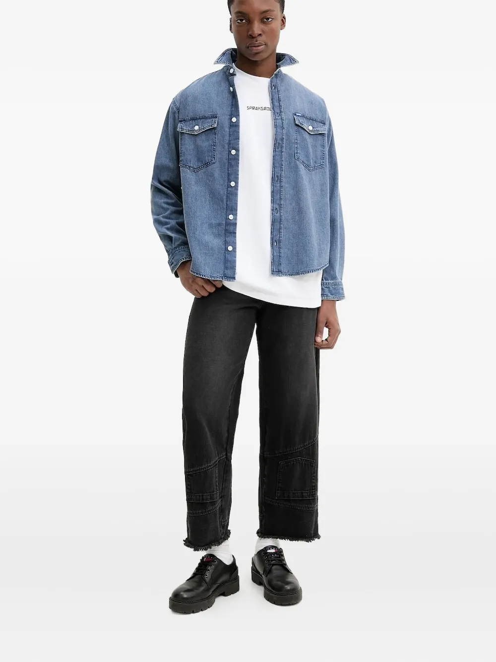 Desigual Frayed-hem Jeans In Black