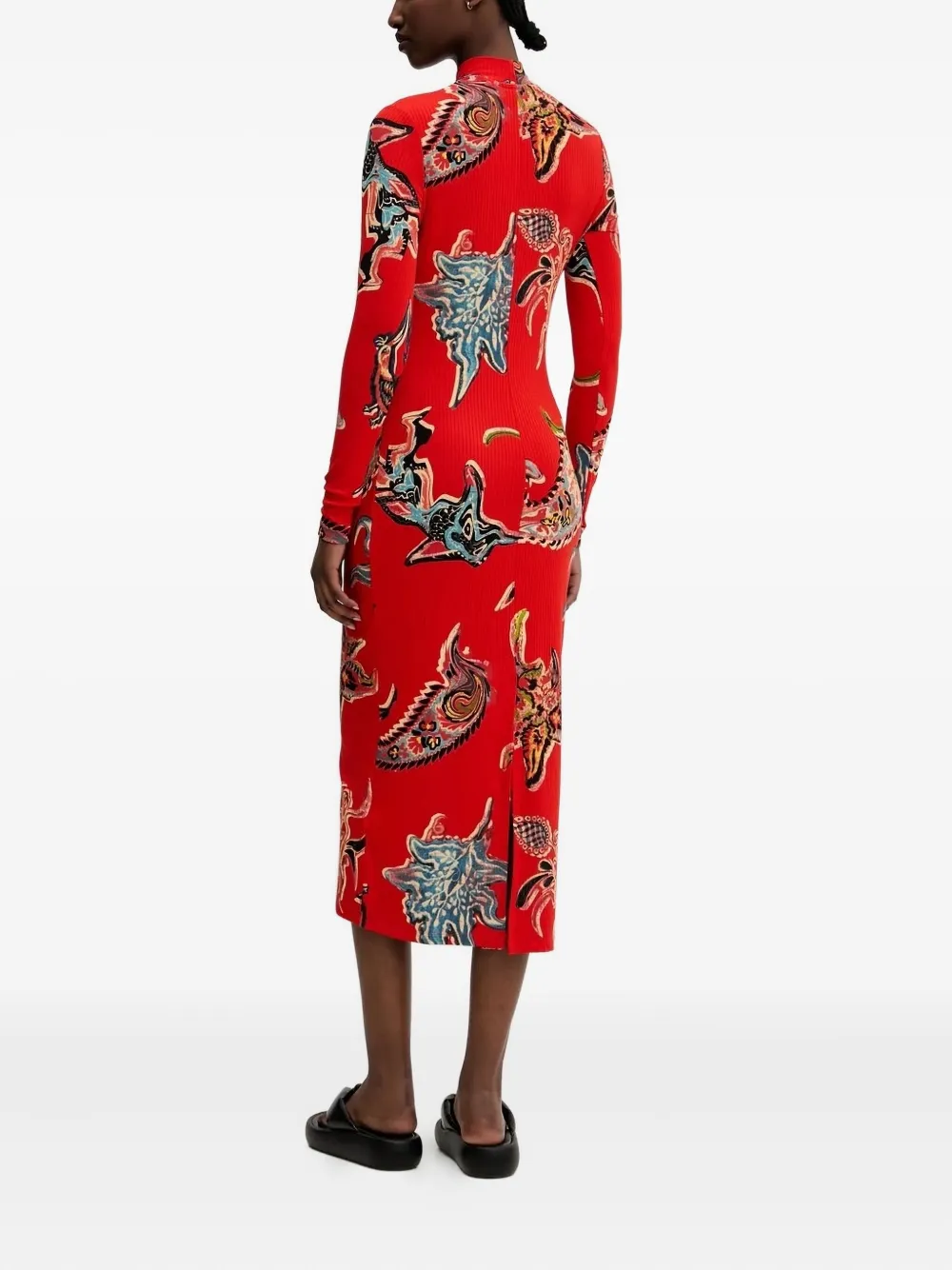Desigual ribbed midi dress - Rood