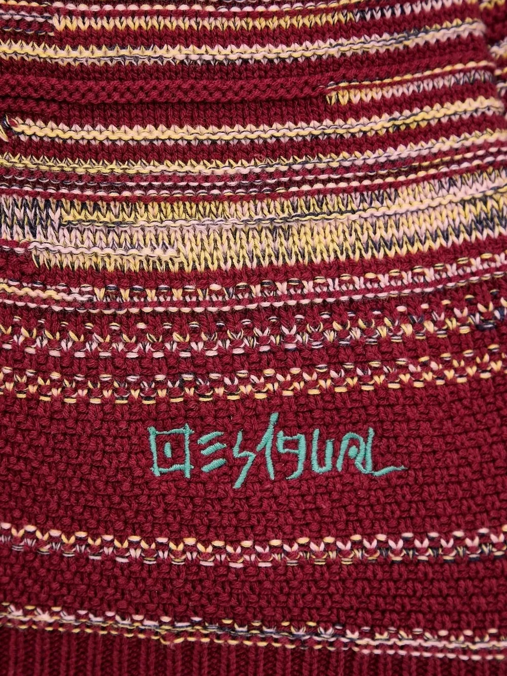 Desigual striped-pattern crew-neck sweater Rood