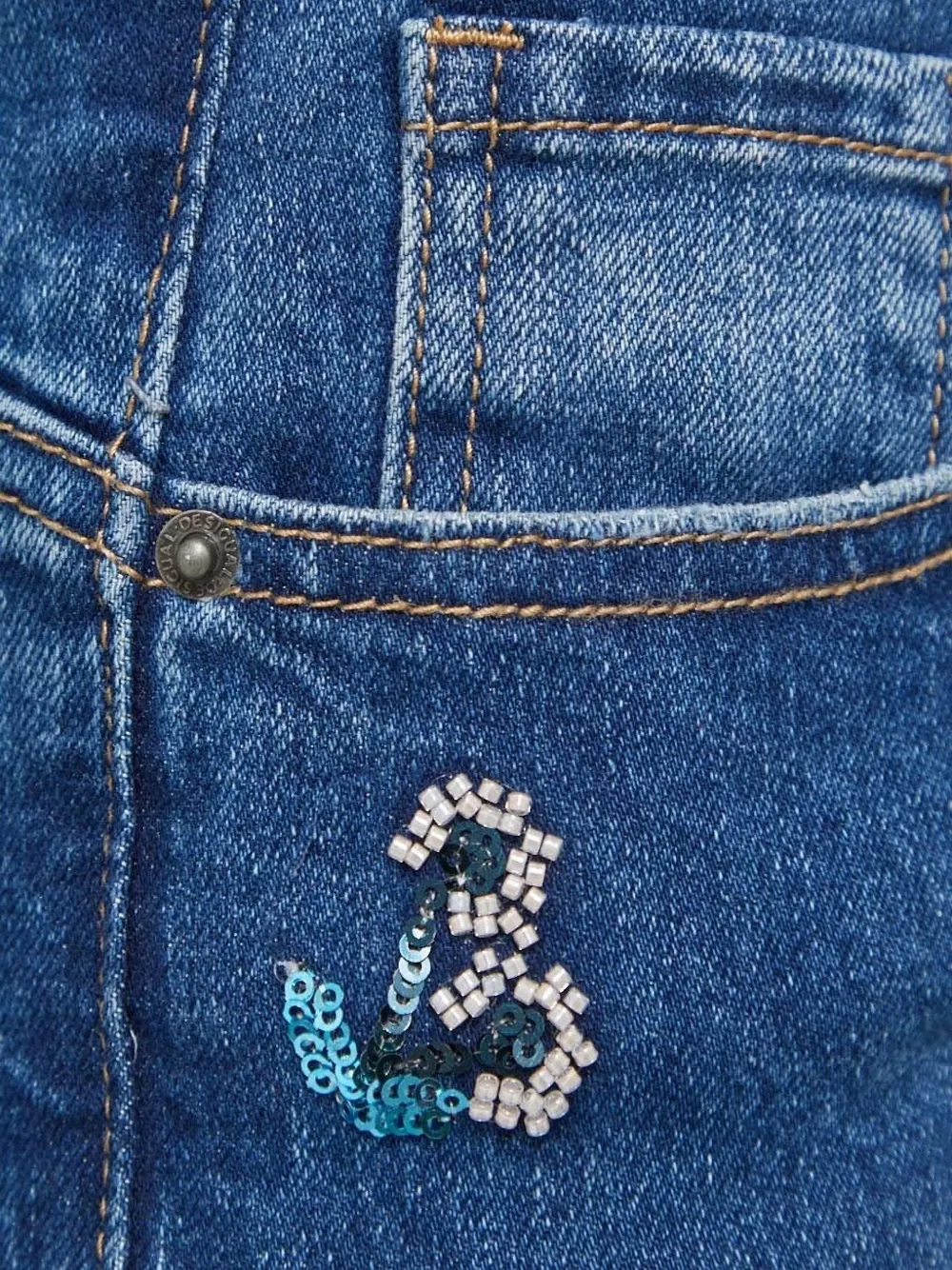 Desigual Sequin Embellishment Jeans In Blue
