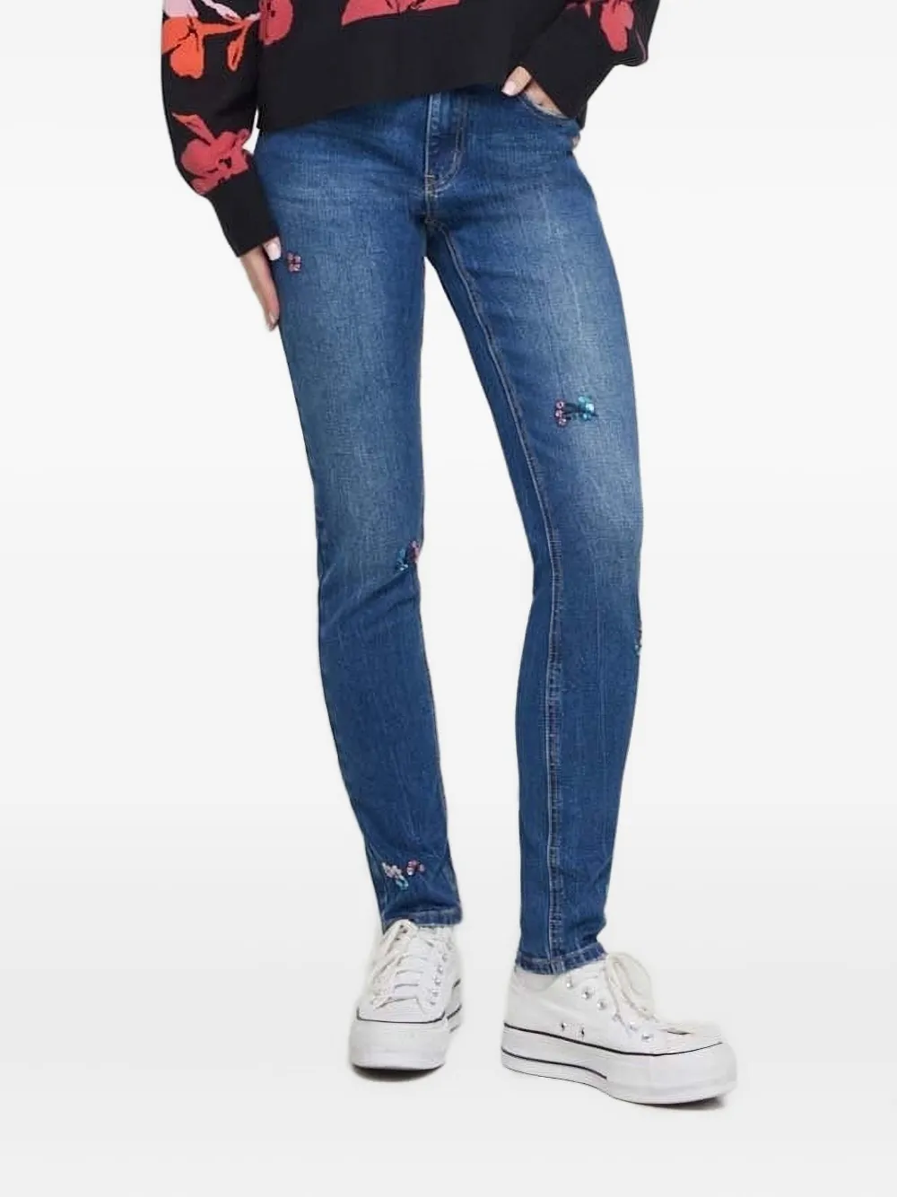 Desigual Sequin Embellishment Jeans In Blue