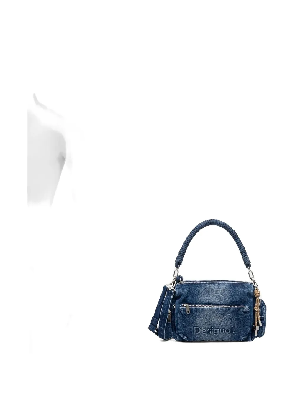 Desigual denim zip-fastening tote bag Blauw