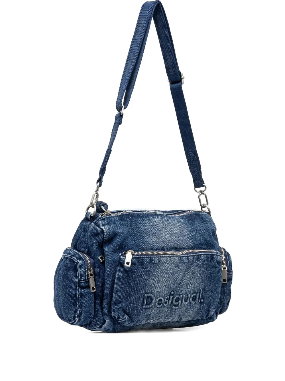 Desigual Denim Zip-fastening Tote Bag In Blue
