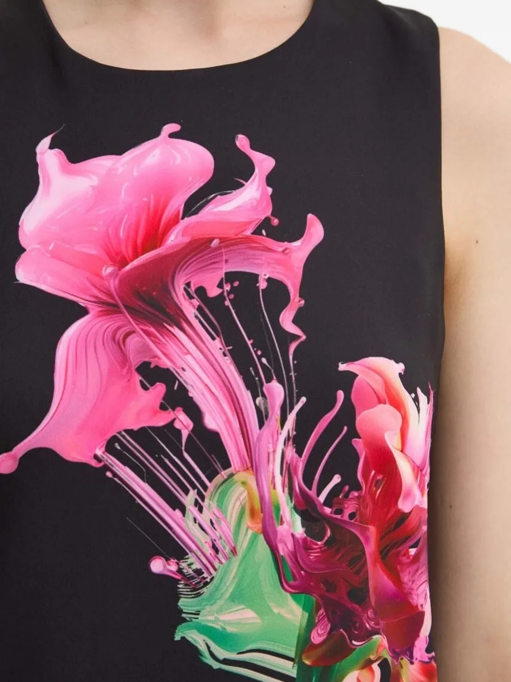 Desigual Mouwloze mini-jurk met bloemenprint Zwart
